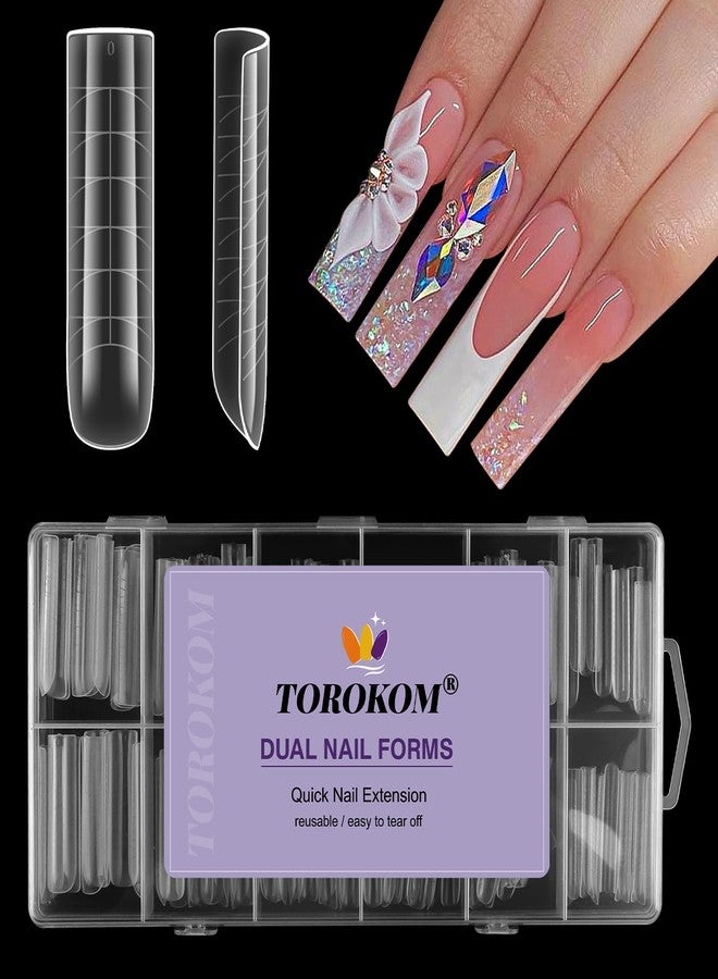 TOROKOM Poly Nail Gel Dual Nail Forms, 120 PCS Poly Nail Gel Long Square Structure Nail Molds for Builder Poly Extension Gel Nail Art Design Salon&DIY - Image 1